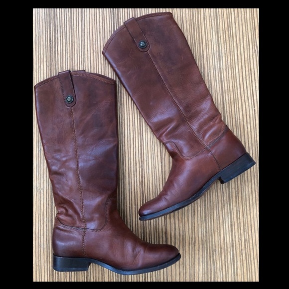 Frye Mellisa Button Tall Riding Boots Chestnut Brown size 6.5 - Picture 4 of 8